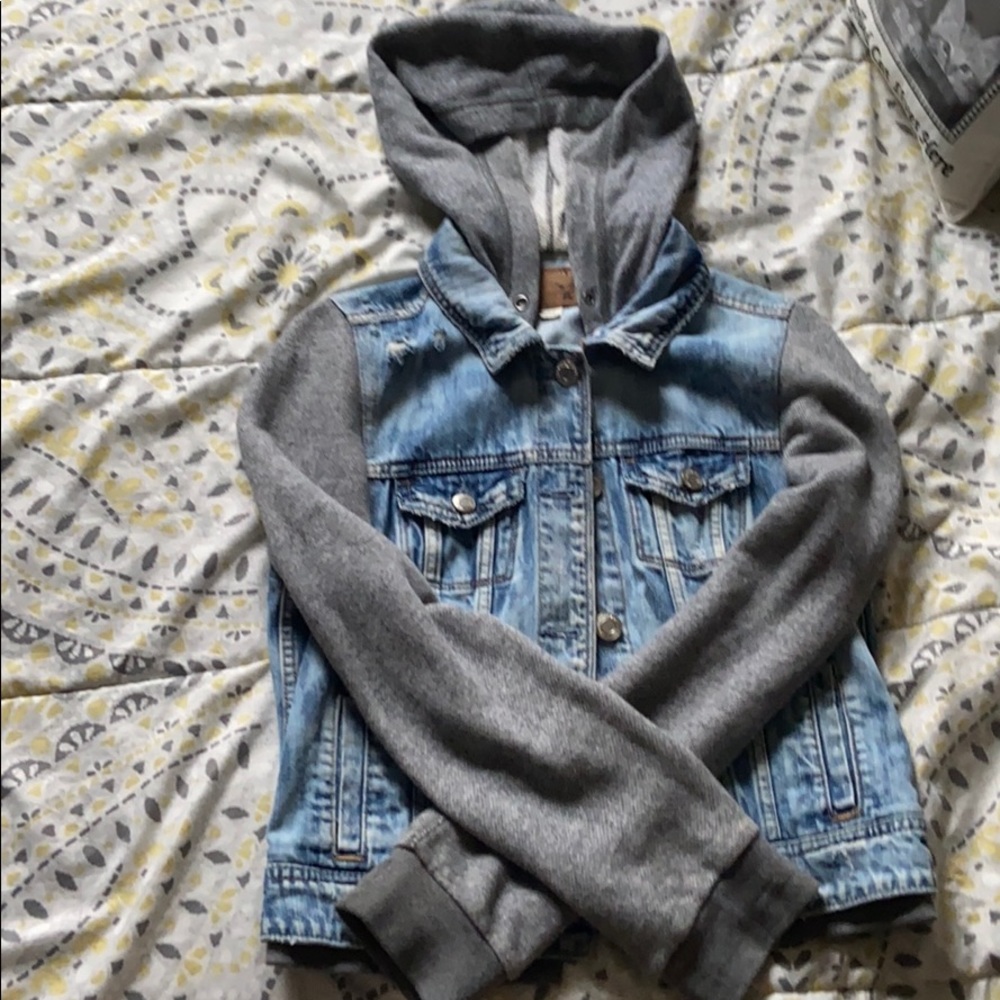 American Eagle hooded jean jacket